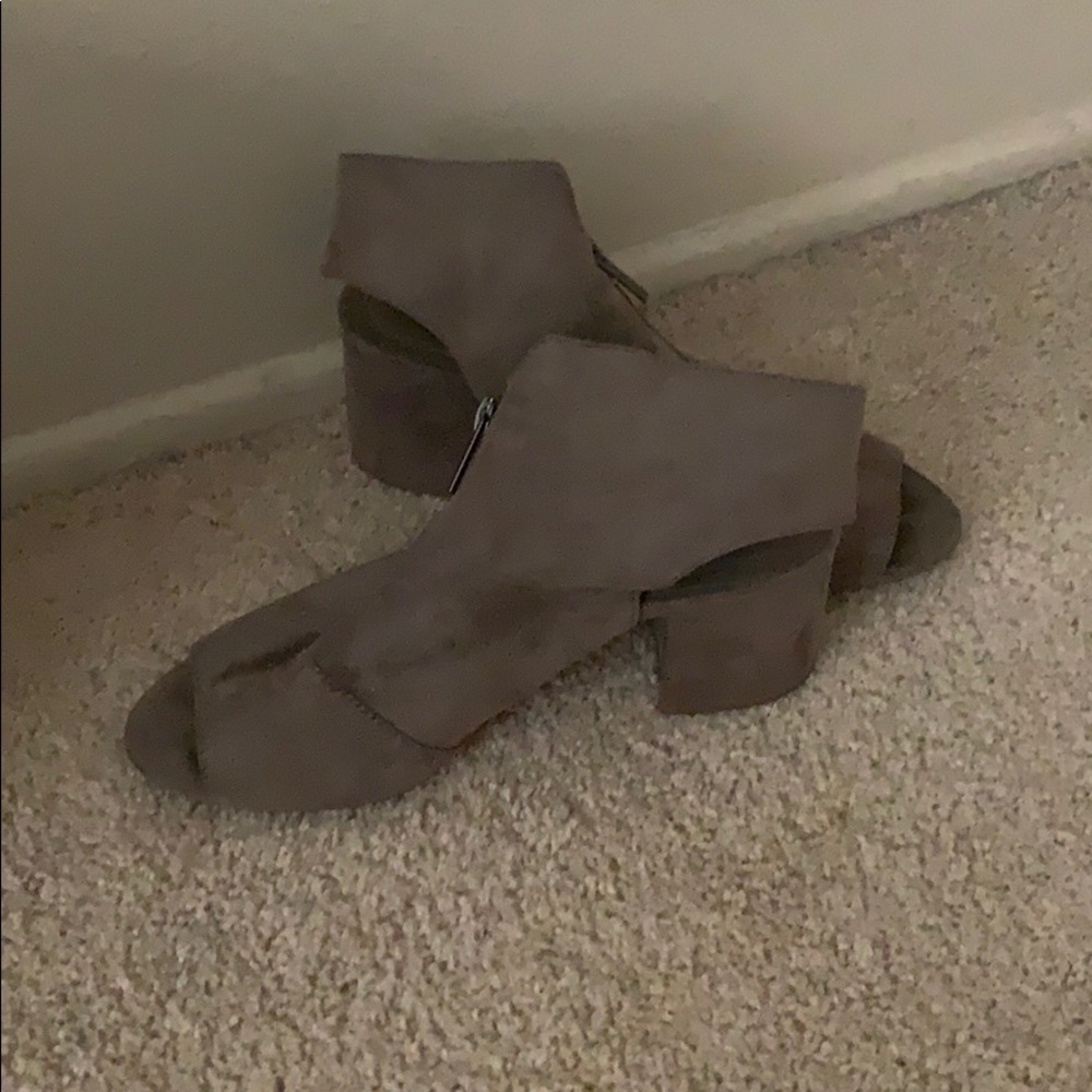 Suede heels with open with toe.